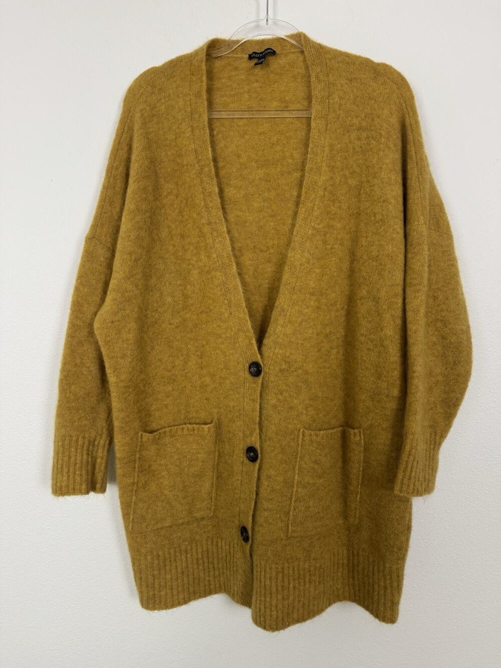 Eileen Fisher Mohair Plush Melange Cardigan Burnished Gold Women’s XS Oversized